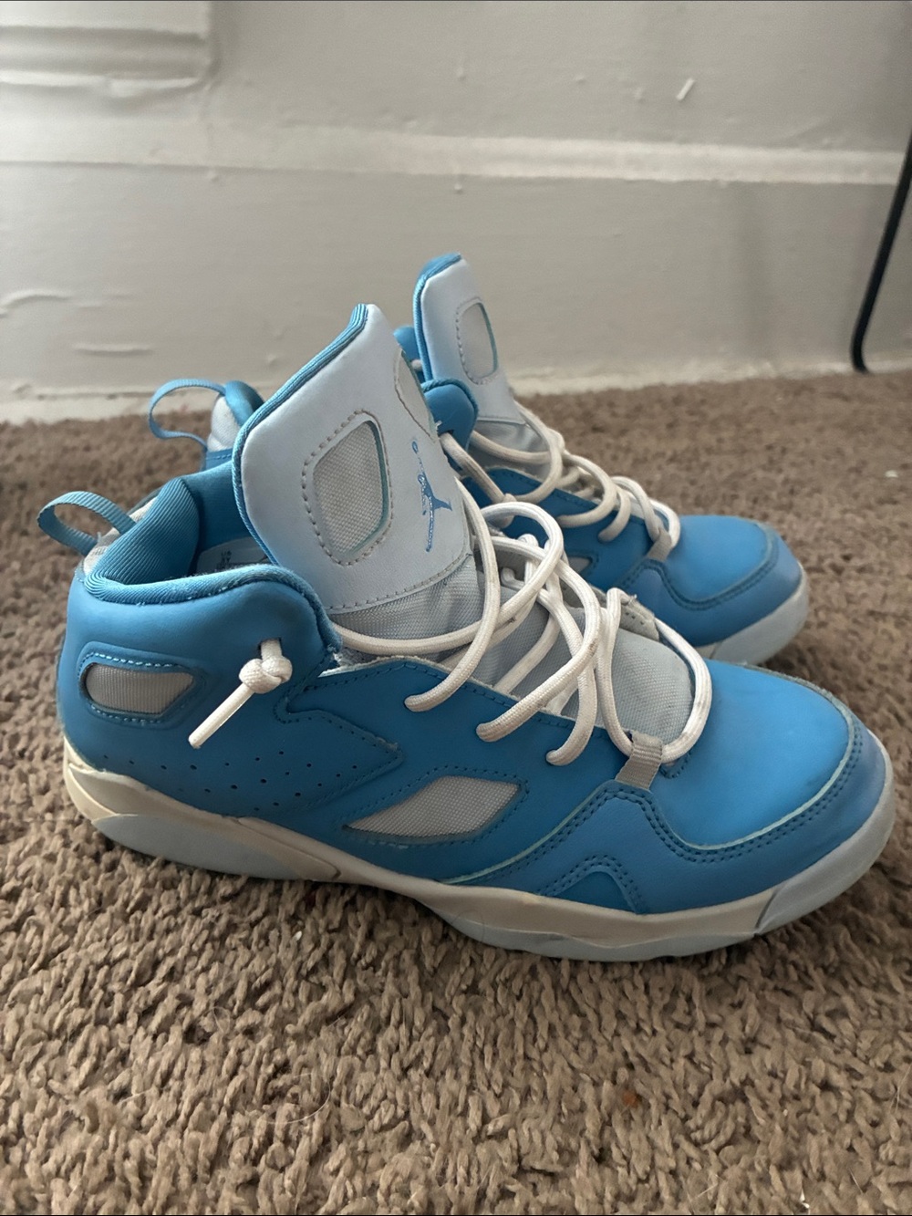 Jordan Kids' Sky Blue and White High-Top Sneakers offers ✅